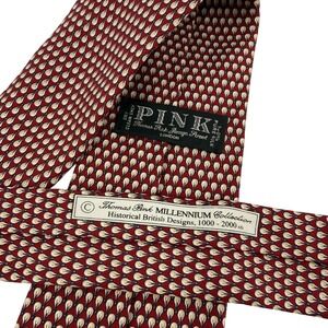PINK Thomas Pink Millennium Collection Red Lightbulb 100% Silk Necktie England